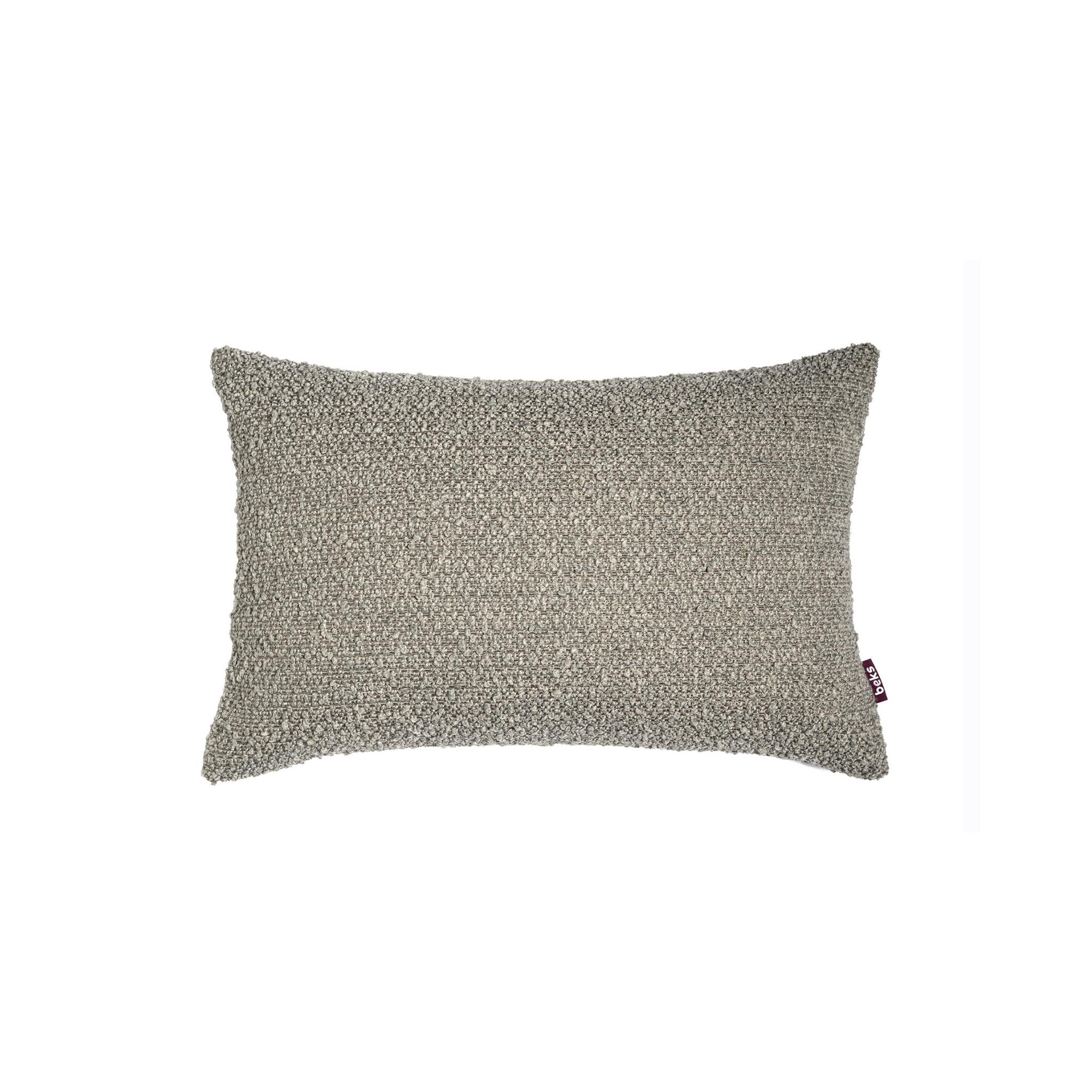 Langwerpig grijs sierkussen Bowie 40x60 cm van gemêleerde bouclé met wollen karakter, Studio Beks