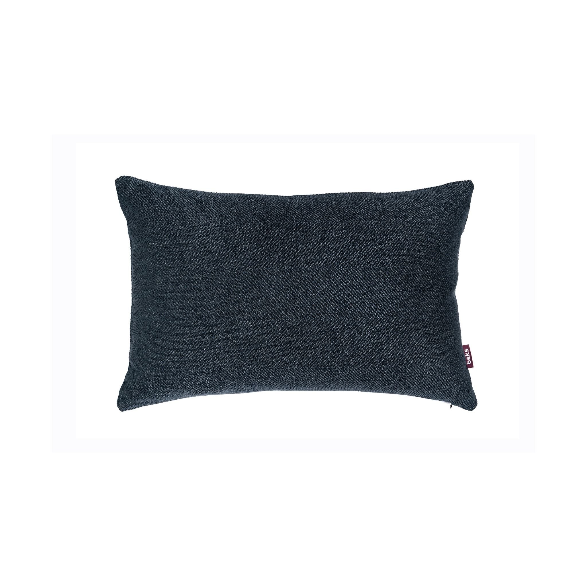 Langwerpig blauw sierkussen Jimi 40x60 cm met visgraatpatroon in bouclé, Studio Beks