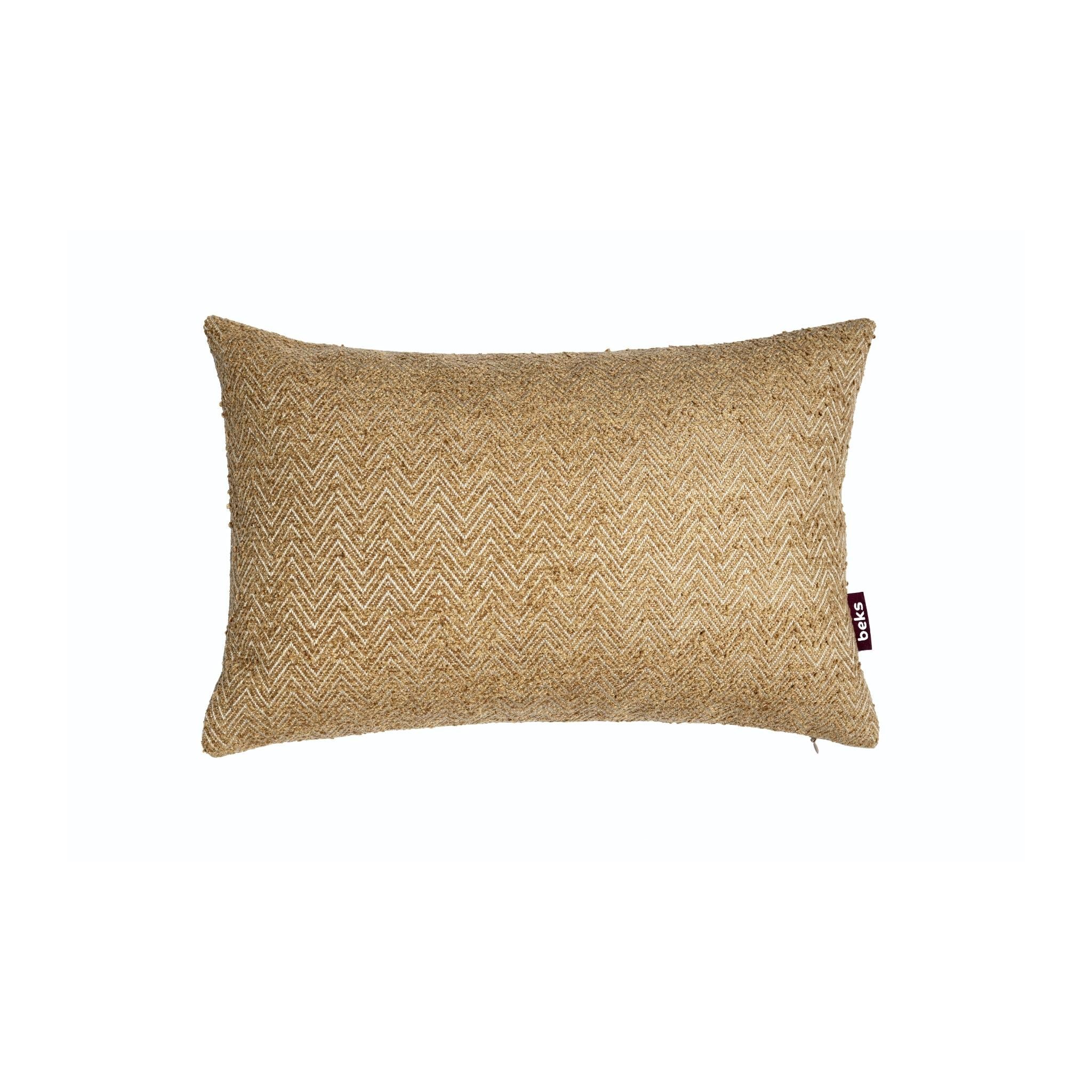 Langwerpig zandkleurig sierkussen Jowi 30x45 cm met horizontale bouclé streepstructuur, Studio Beks