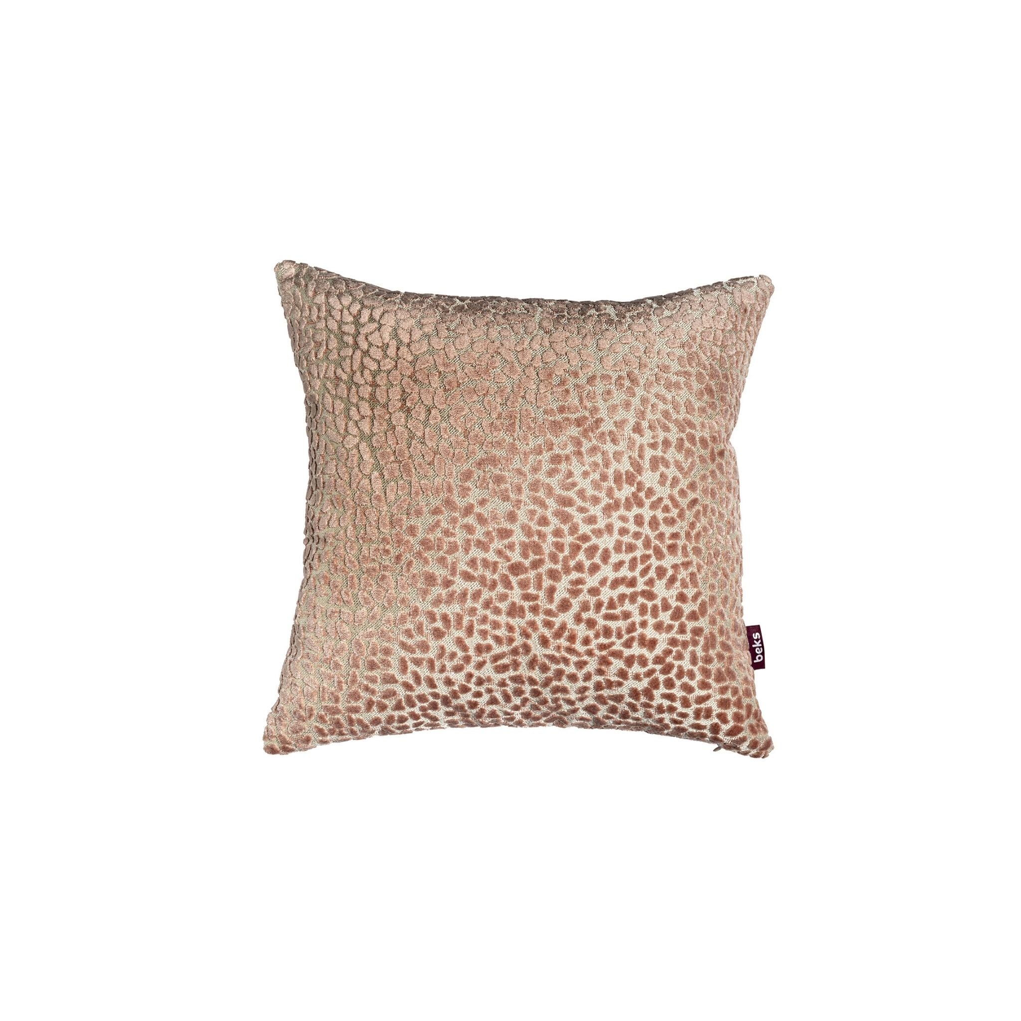 Vierkant roze sierkussen Lexi 45x45 cm met witte basis en roze velvet stippen, Studio Beks