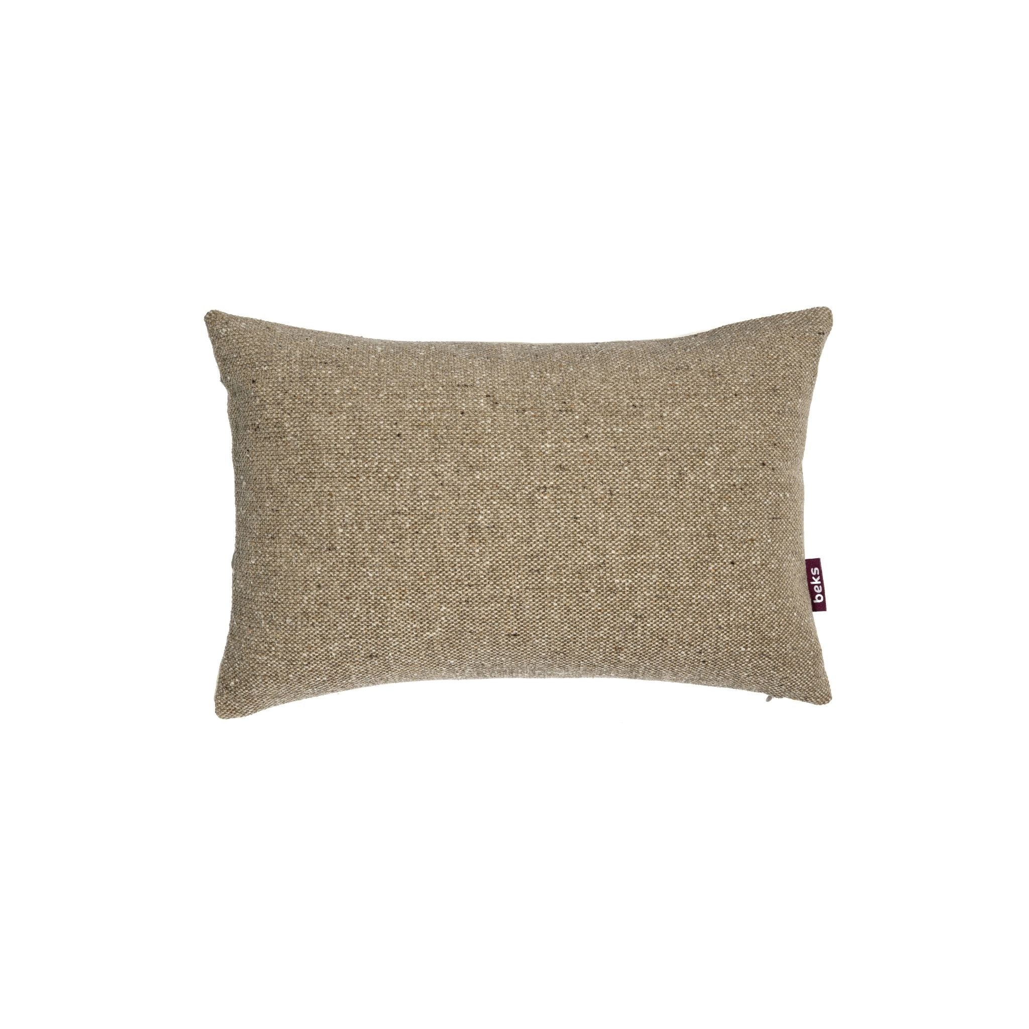 Langwerpig taupe sierkussen Noud 30x45 cm van grove gemêleerde weefstof, Studio Beks