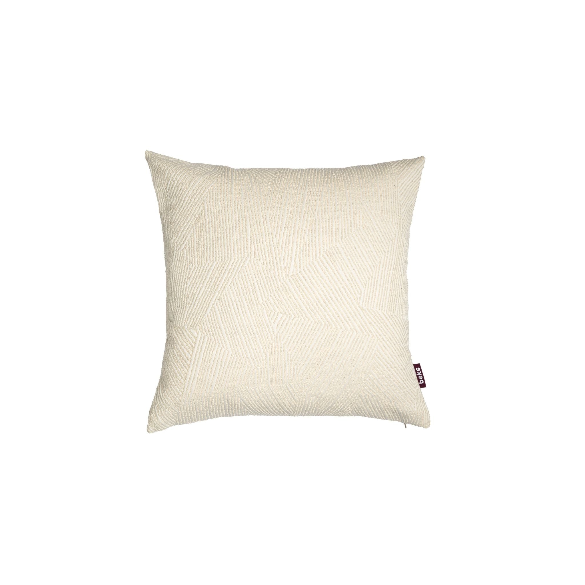Vierkant wit sierkussen Otis 45x45 cm met geometrisch zeshoekig reliëfpatroon, Studio Beks