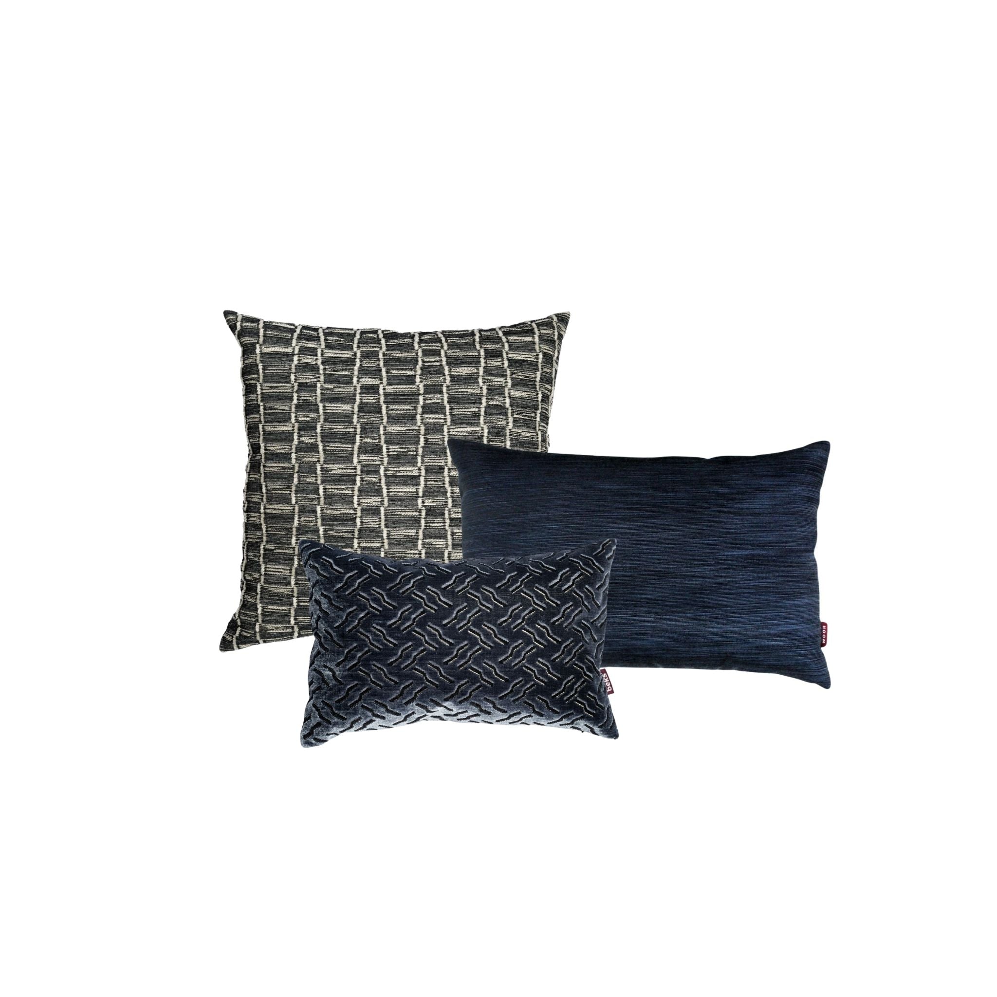 Luxe blauwe sierkussenset met Quint, Moos en Theo van Studio Beks.
