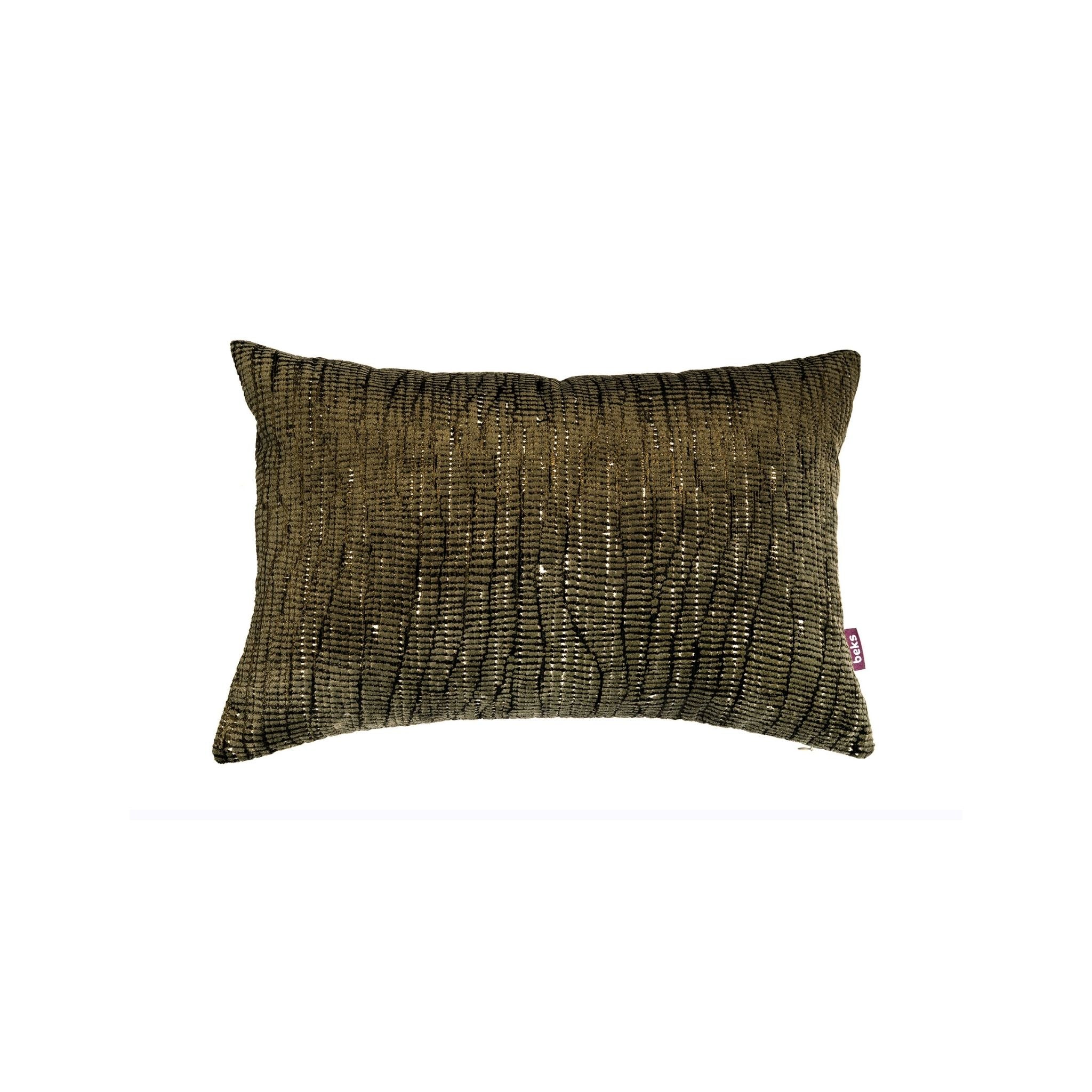 Langwerpig groen sierkussen Mason 40x60 cm met grof rechthoekig chenille reliëfpatroon, Studio Beks
