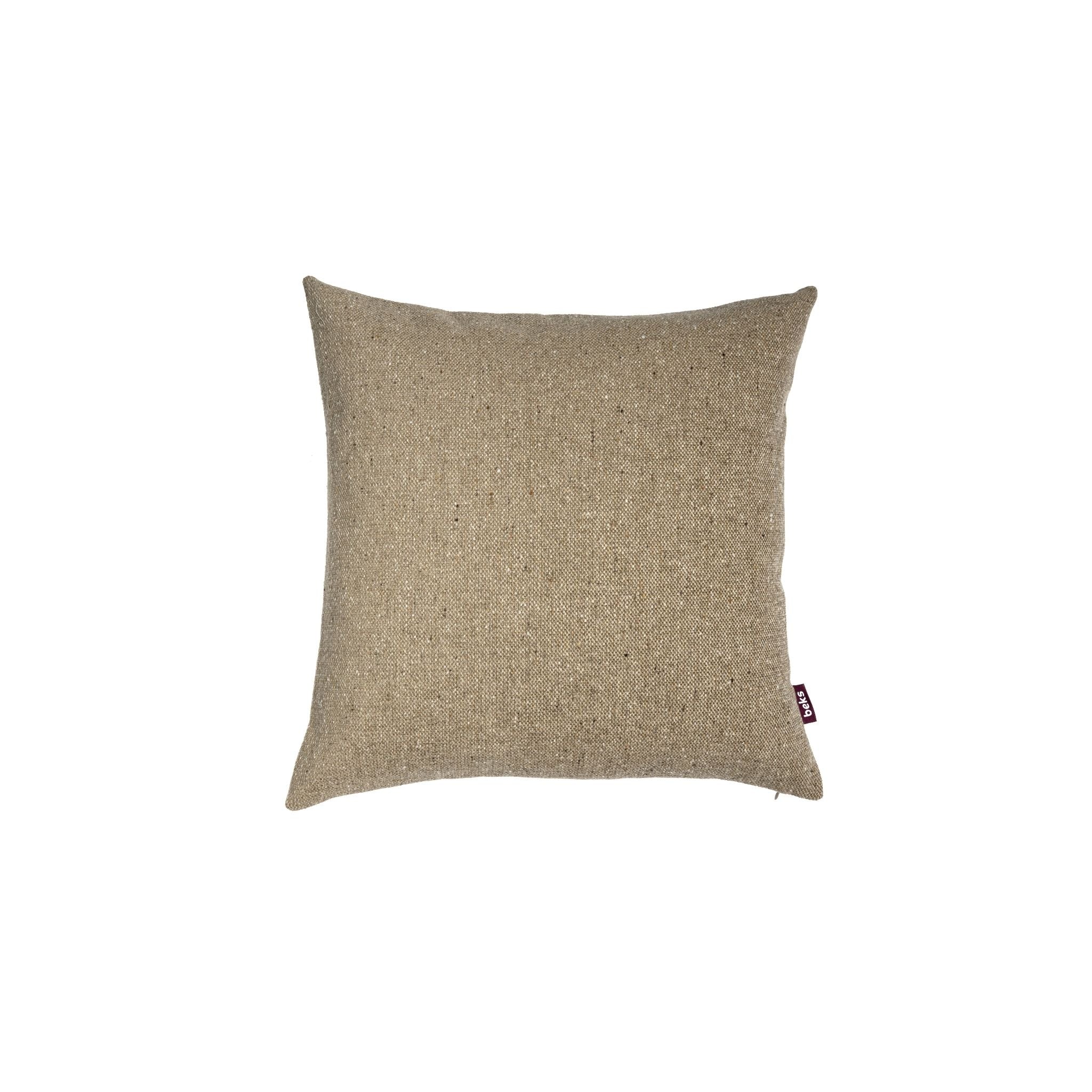 Vierkant taupe sierkussen Noud 50x50 cm van grove gemêleerde weefstof, Studio Beks

