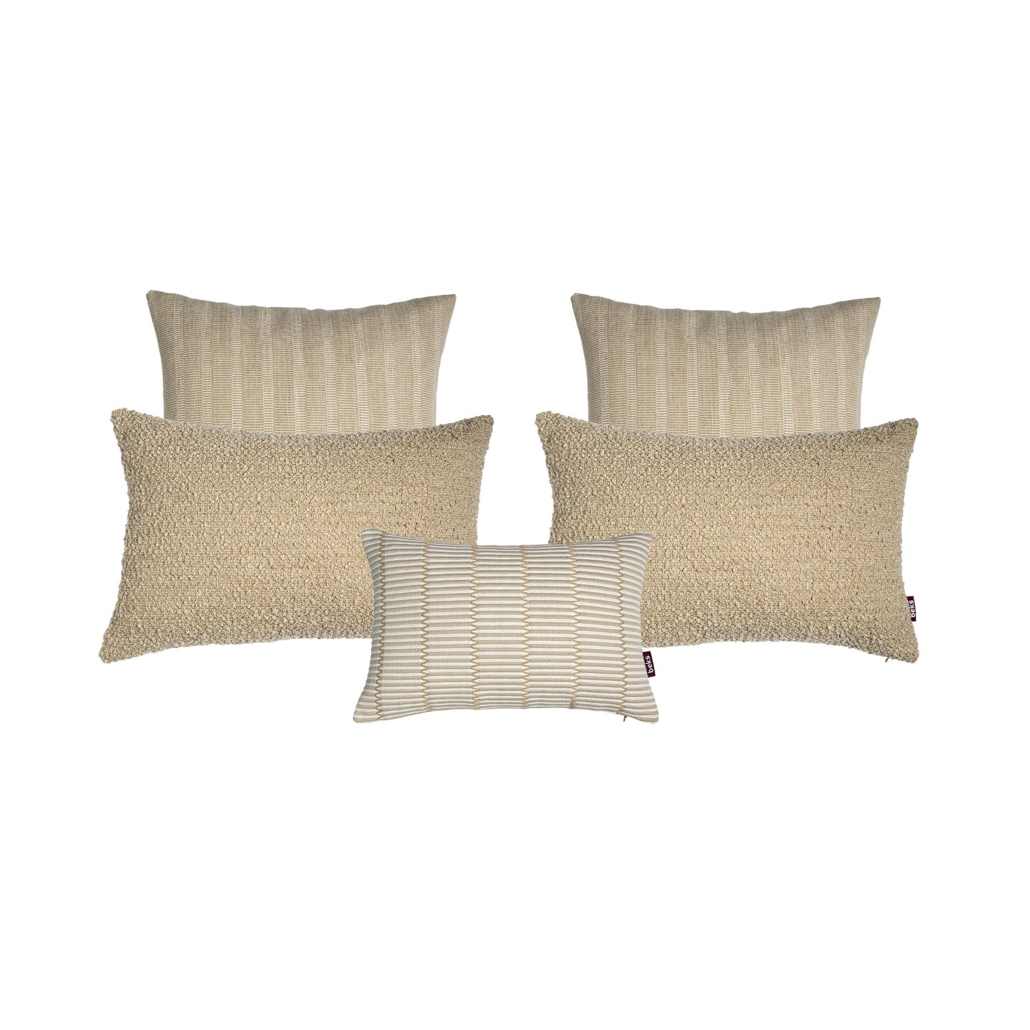 Beige sierkussenset voor bed met Nova, Billie en Lou