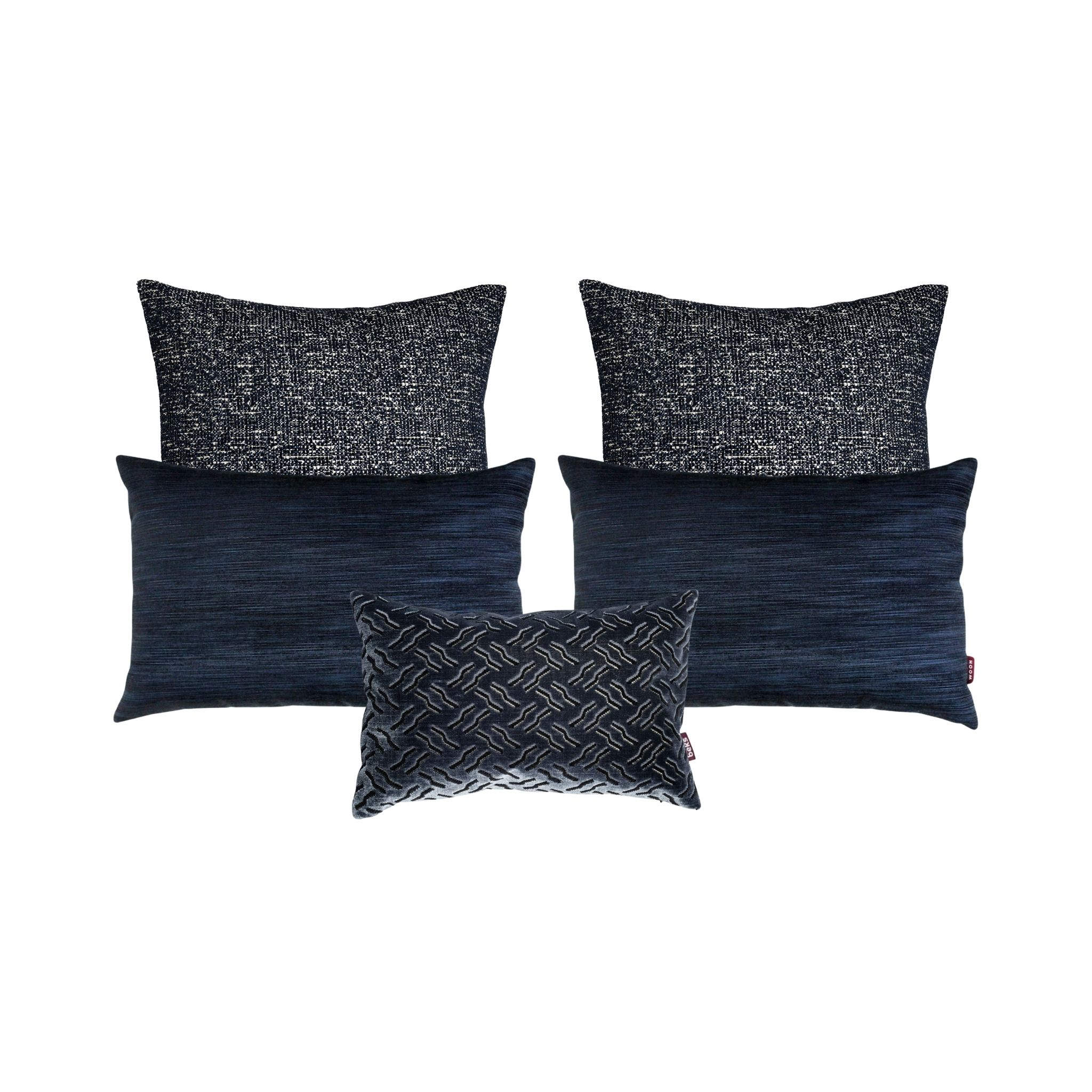 Blauwe sierkussenset voor bed met Ted, Moos en Theo