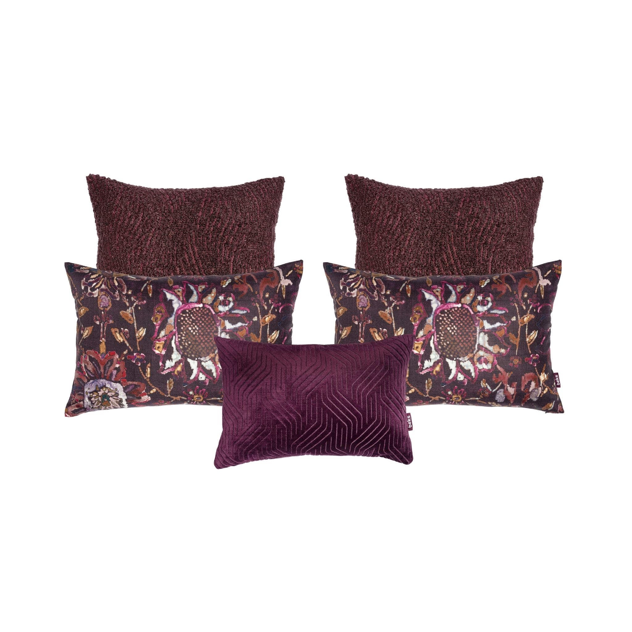 Paarse sierkussenset voor bed met Fedde, Zuen en Maeve