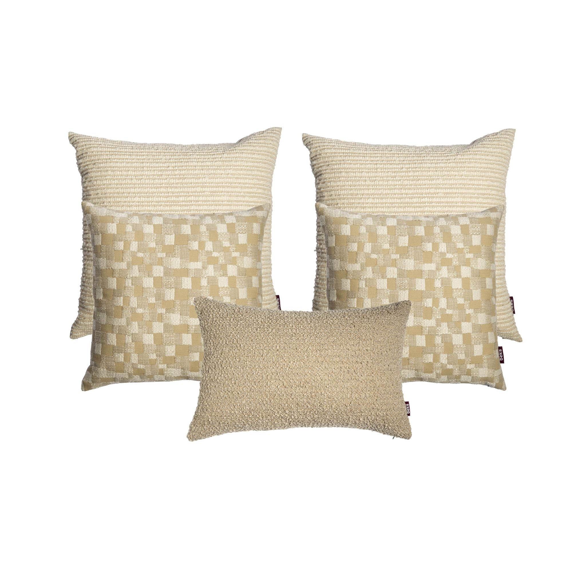 Wit beige sierkussenset voor bed met Noah, Rover en Billie