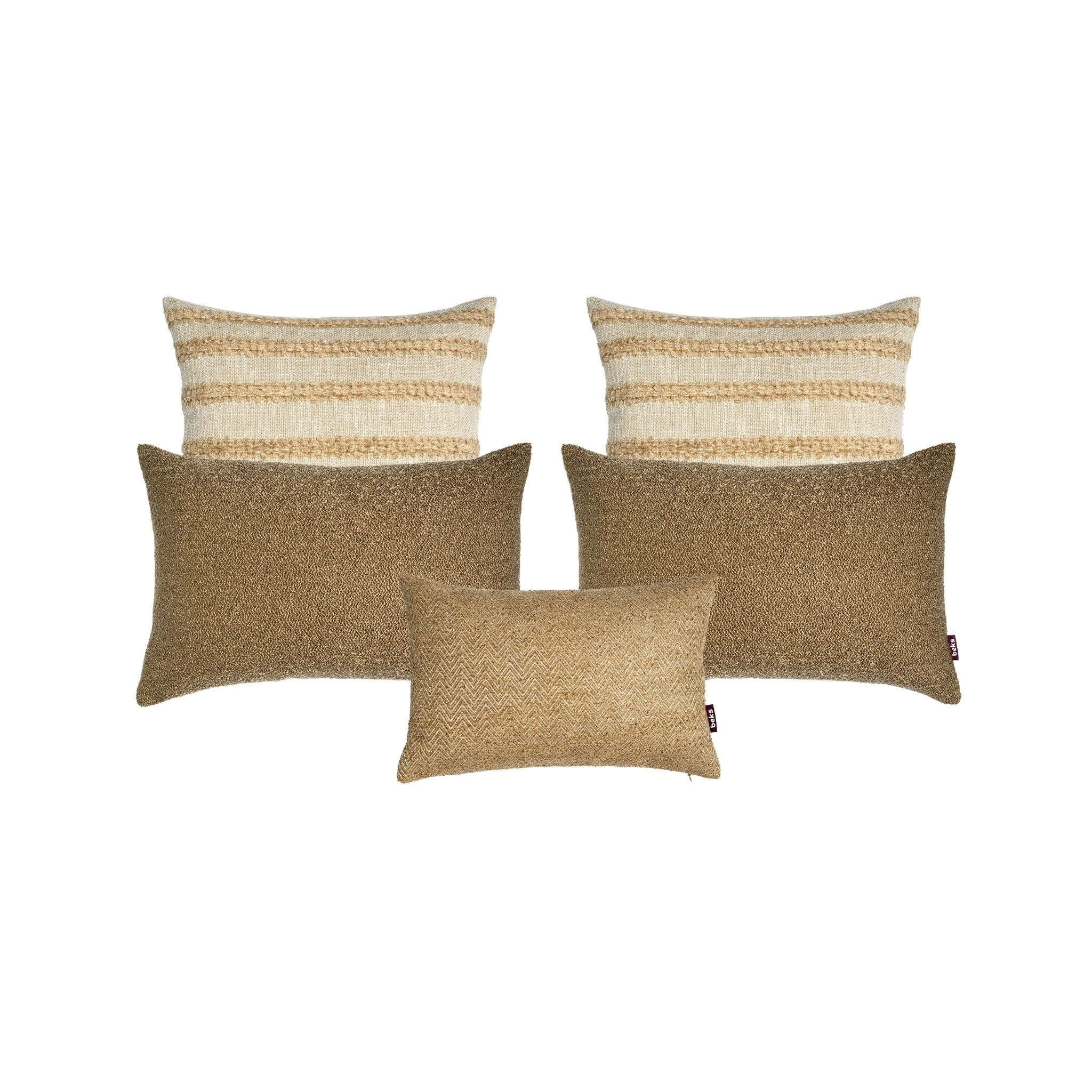 Sierkussenset voor bed in ecru en zand met Knud, Sven en Jowi