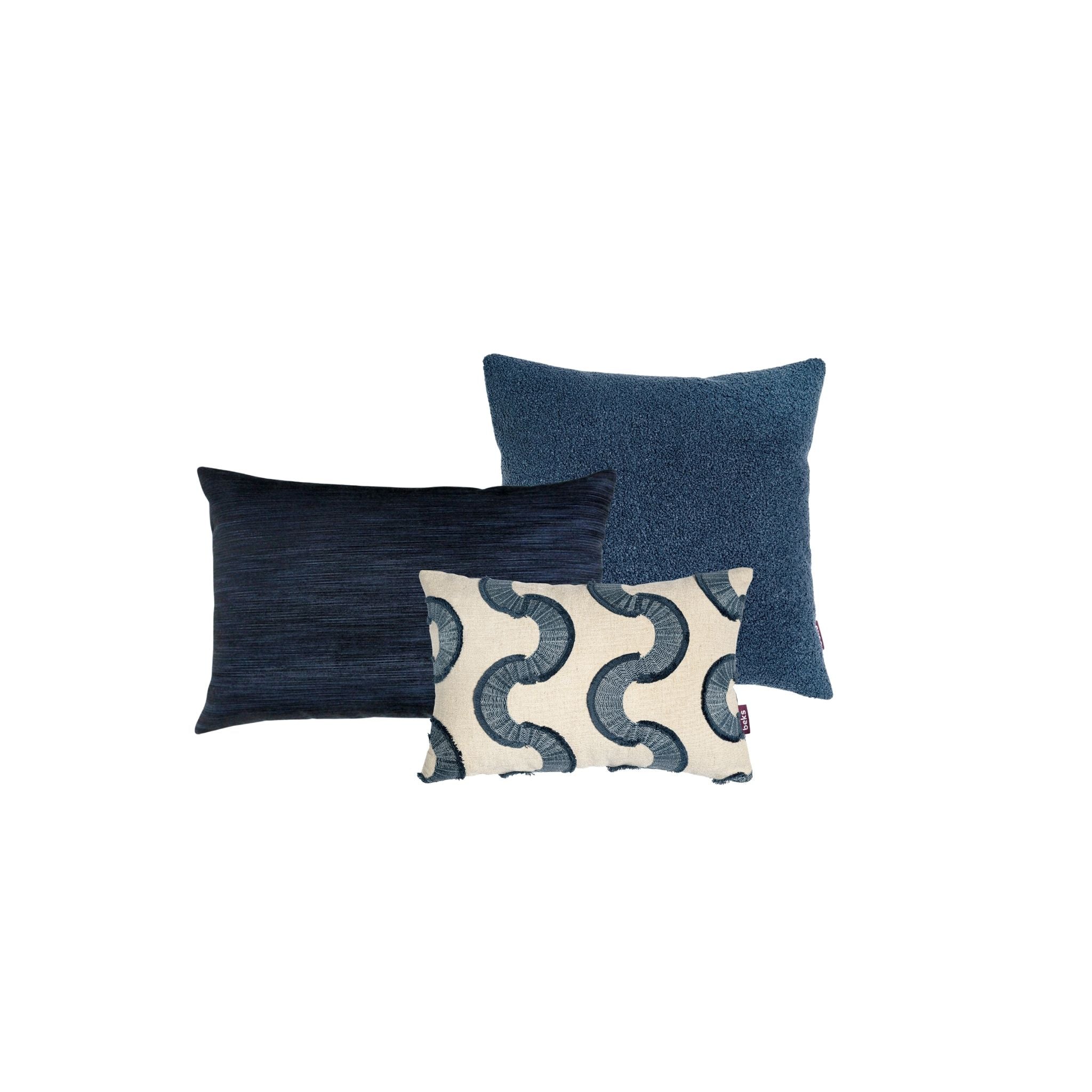 Luxe blauwe sierkussenset met Nate, Moos en Lio van Studio Beks.